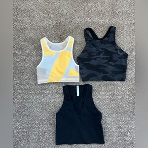 Stylish Crop Top Trio - Yellow, Camo, Black